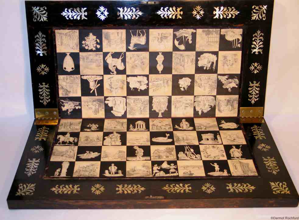 Antique Signed Chess Setboard