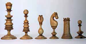 Antique Washington Fruitwood English Chess Set