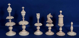Antique Bone Danish Chess Set
