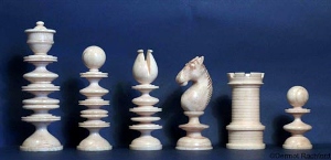 Antique English Monoblock Chess Set