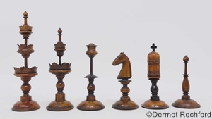 Fine German Selenus bone chess set