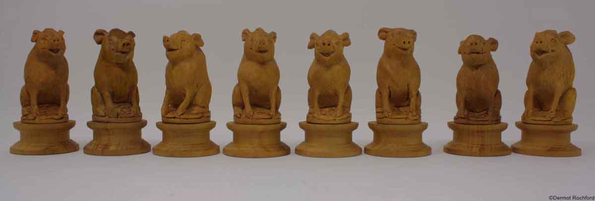 Fine Large Animalier Carved Chess Set