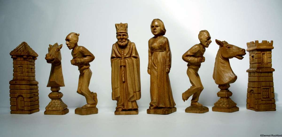 Vintage German Carved Chess Set