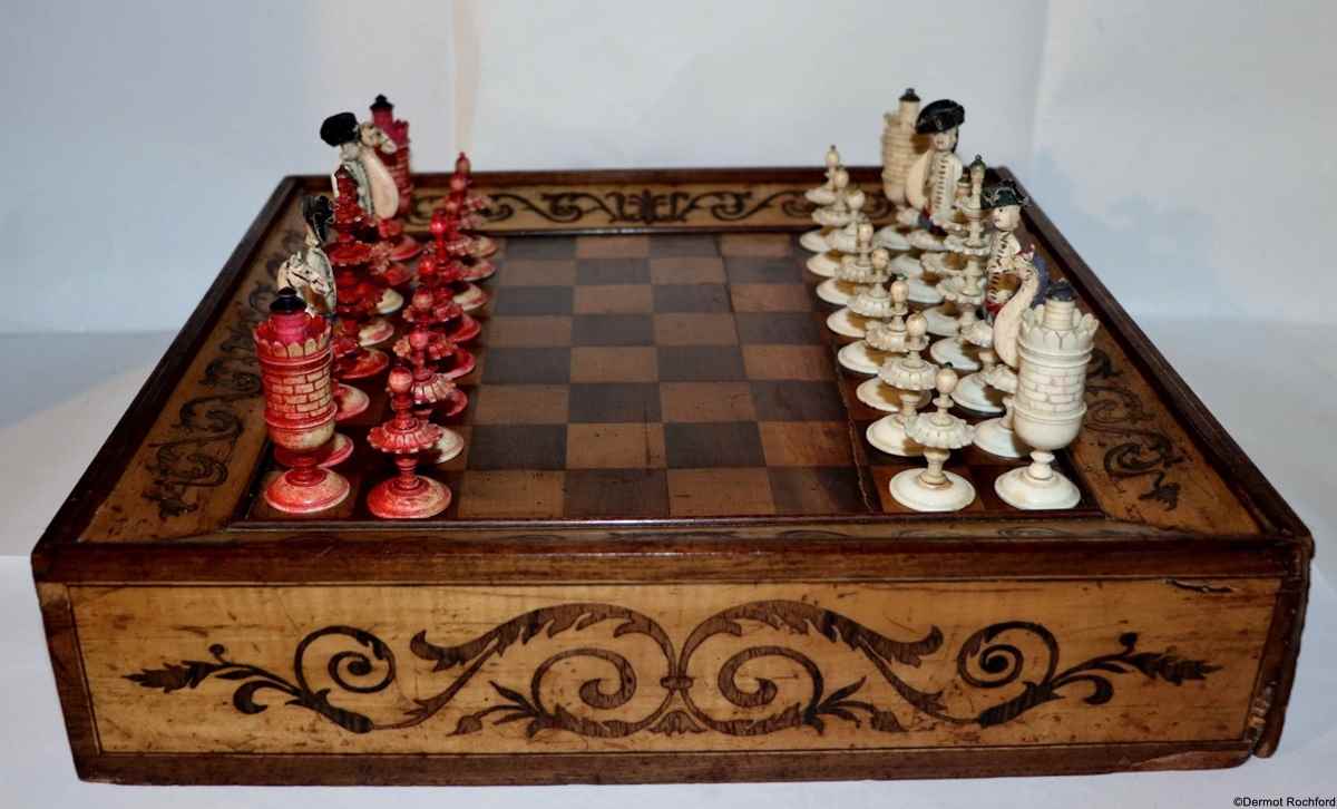 Antique German Geislingen Bone Chess Set