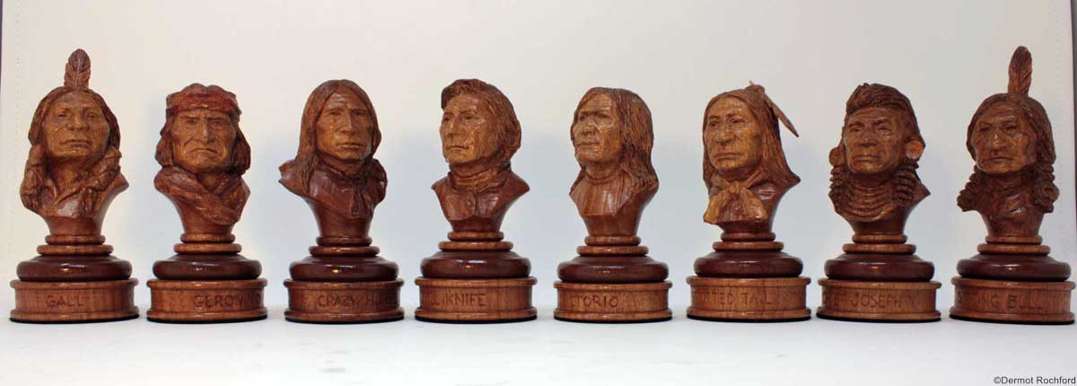 Cowboys vs Indian Carved Chess Set