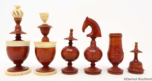 Late 18th C French bone 'Lyon' chess set