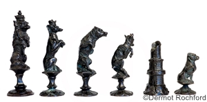 Rare Antique Zimmermann Iron Animalier Chess Set